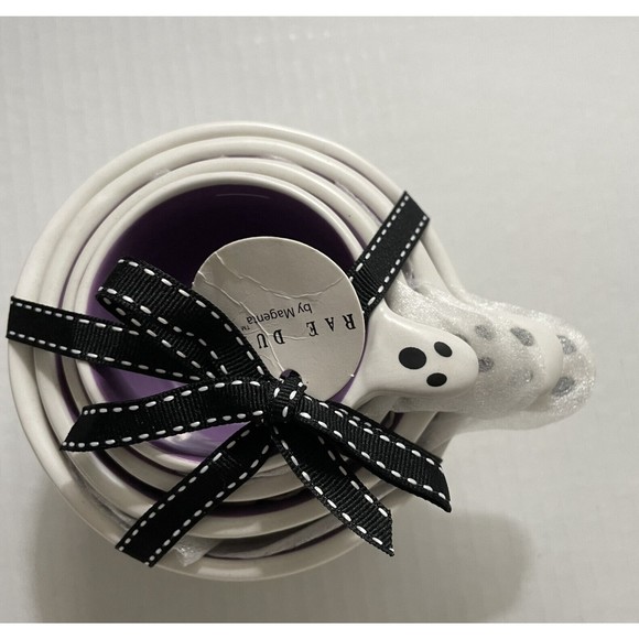 Rae Dunn 2023 Halloween White Ghost Measuring Cups - Purple Inside NWT - Picture 3 of 9